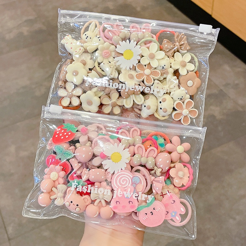 Set 10 / 20 Dây Cột Tóc Cao Su Họa Tiết Hoạt Hình Phong Cách Hàn Quốc Xinh Xắn Cho Bé