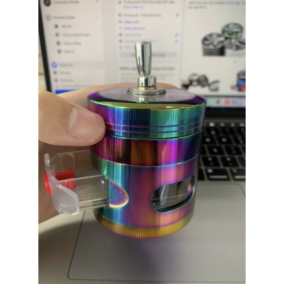Máy xay thảo mộc thảo dược 63mm có TAY QUAY tiện lợi phủ titan full kim loại cầm nặng tay xay bén cực kì - Phụ kiện 420