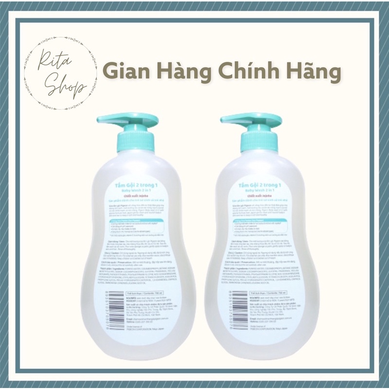 Sữa tắm gội Pigeon dịu nhẹ 2in1 hoa hướng dương 700ml