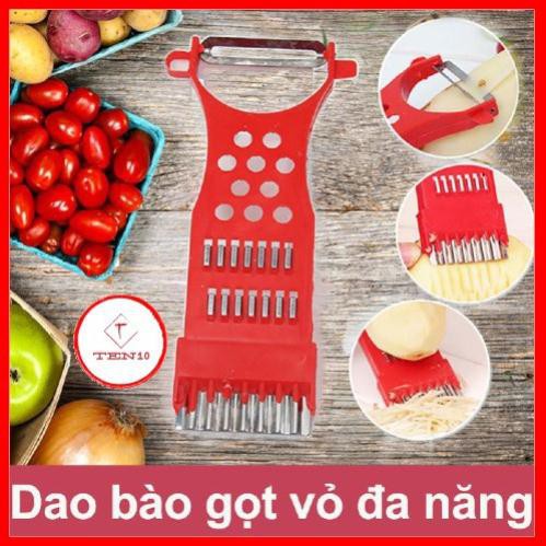 [SỐC] Dụng cụ bào sợi rau củ, nạo rau củ đa năng cắt, tỉa, gọt vỏ trái cây có lỗ treo bằng nhựa cao cấp màu trắng đỏ