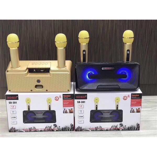 [GIÁ SỐC] Loa karaoke mini SD-301 kèm 2 micro sang trọng - hát karaoke, phát livetream - thiết kế sắc xảo - bền bỉ