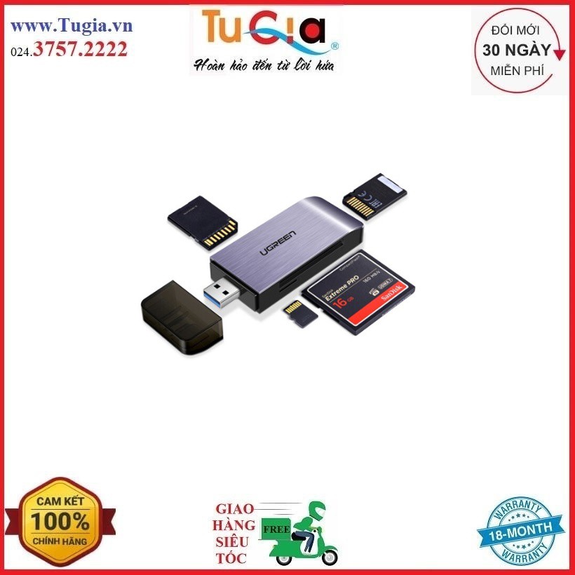 Đầu Đọc Thẻ SD/TF/MS/CF Chuân USB 3.0 A Ugreen 50541 - Hàng chính hãng