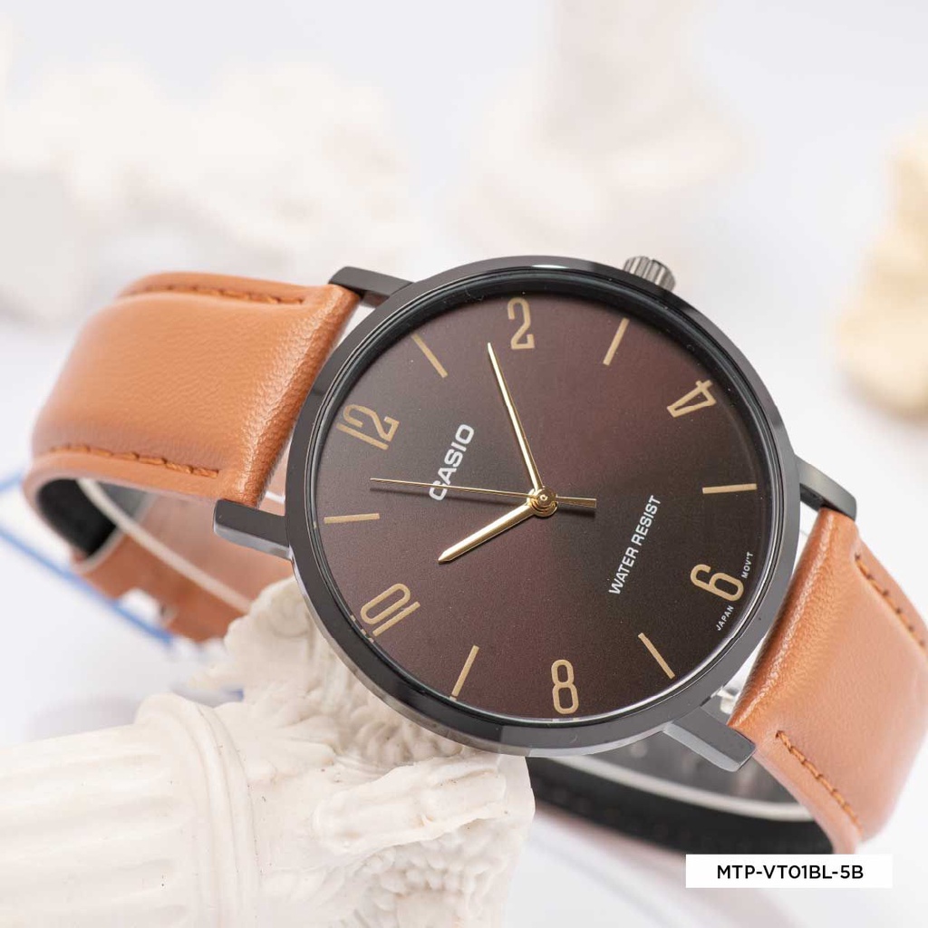 Đồng hồ nam dây da Casio Anh Khuê MTP-VT01BL-5BUDF