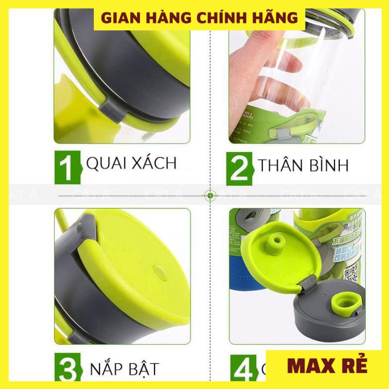 Bình đựng nước bằng Nhựa BPA FREE MIGO Cao cấp  - An toàn, trong suốt, có rây lọc, quai[380ml - 1784]