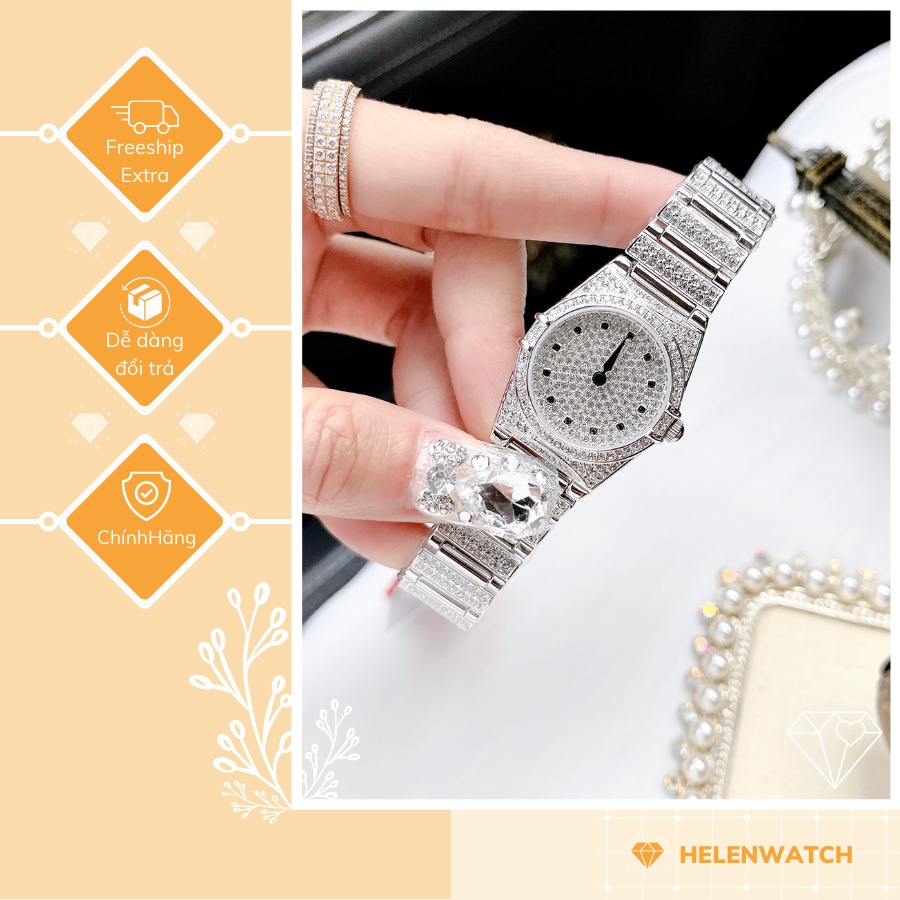 Đồng hồ nữ Davena D61691 - Silver vỏ bạc đính đá swarovski