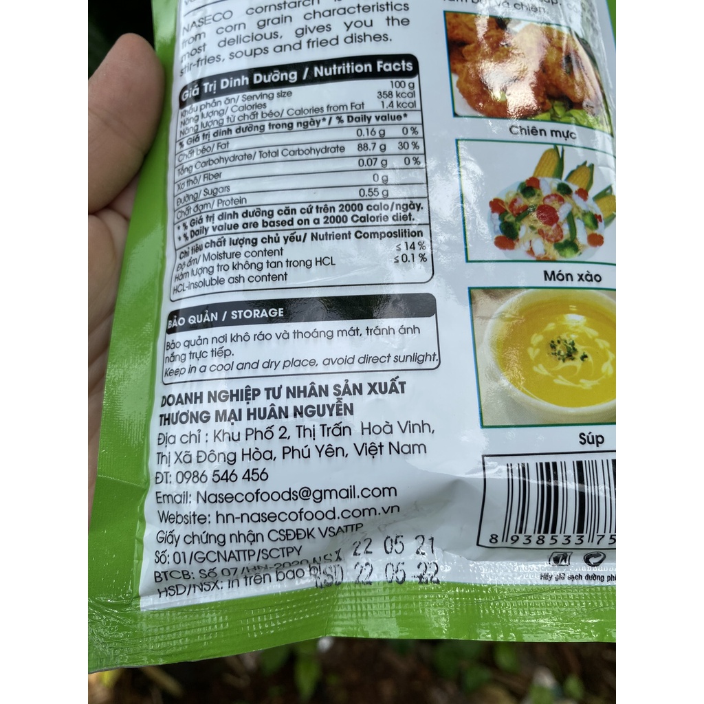 Tinh bột bắp NASECO 150g, dùng tạo sánh sệt, làm các món xào, súp, các món tẩm bột và chiên. Date 05.2022