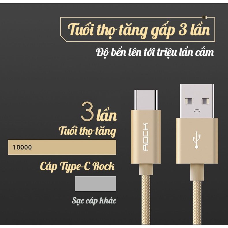 [CHÍNH HÃNG] Cáp Sạc Type-C Rock Dây Dù