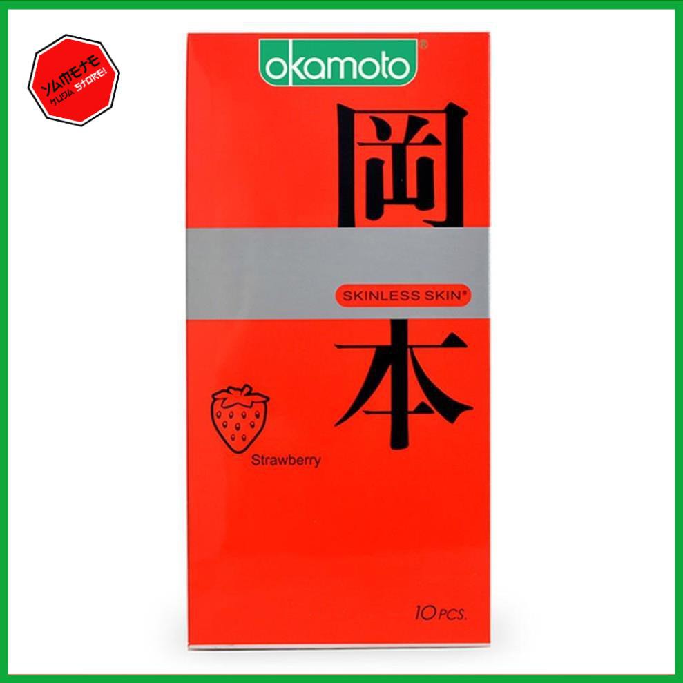 [ Combo 2 hộp ] Bao Cao Su Okamoto Skinless Skin Strawberry Hương Dâu Hộp 10 Cái