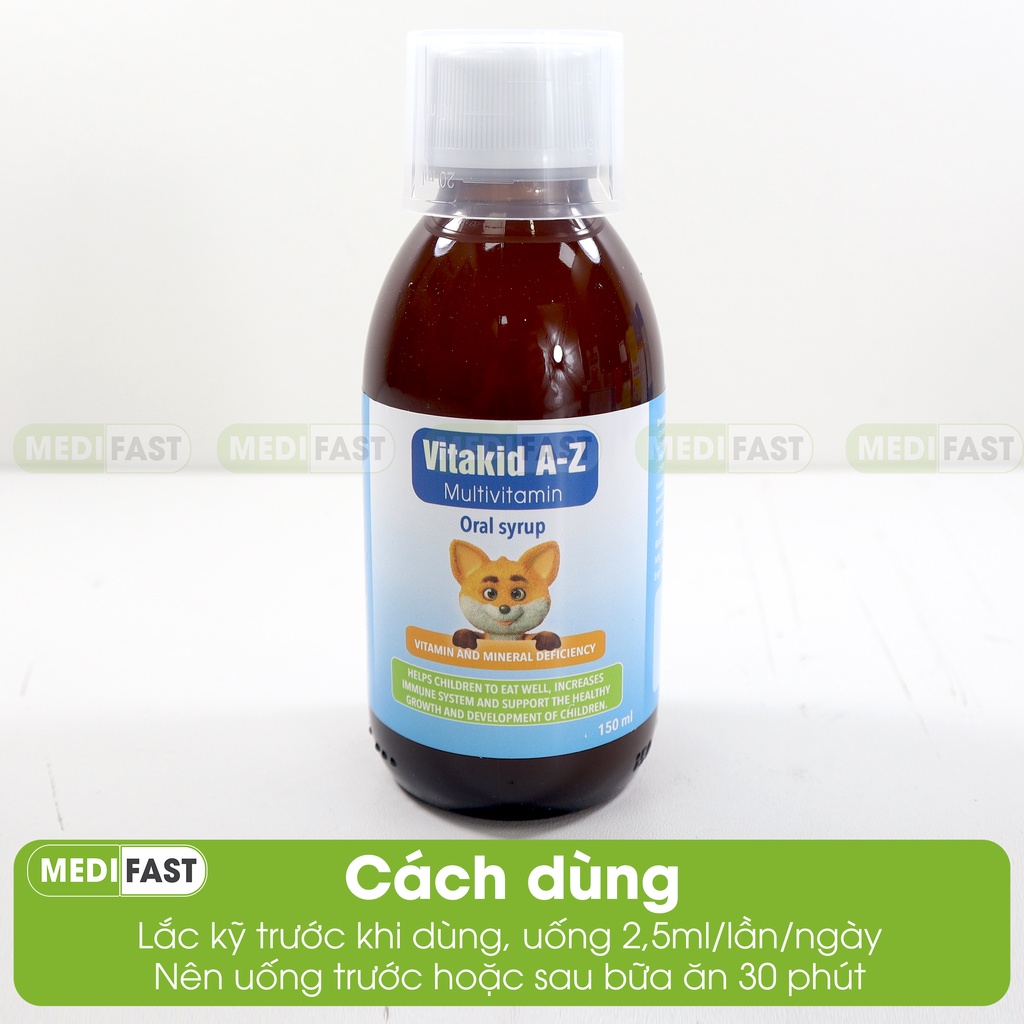 Siro ăn ngon cho bé Vitakid A-Z Multivitamin 150ml Giúp bổ sung các vitamin khoáng chất cho bé - Nhập Khẩu Châu Âu
