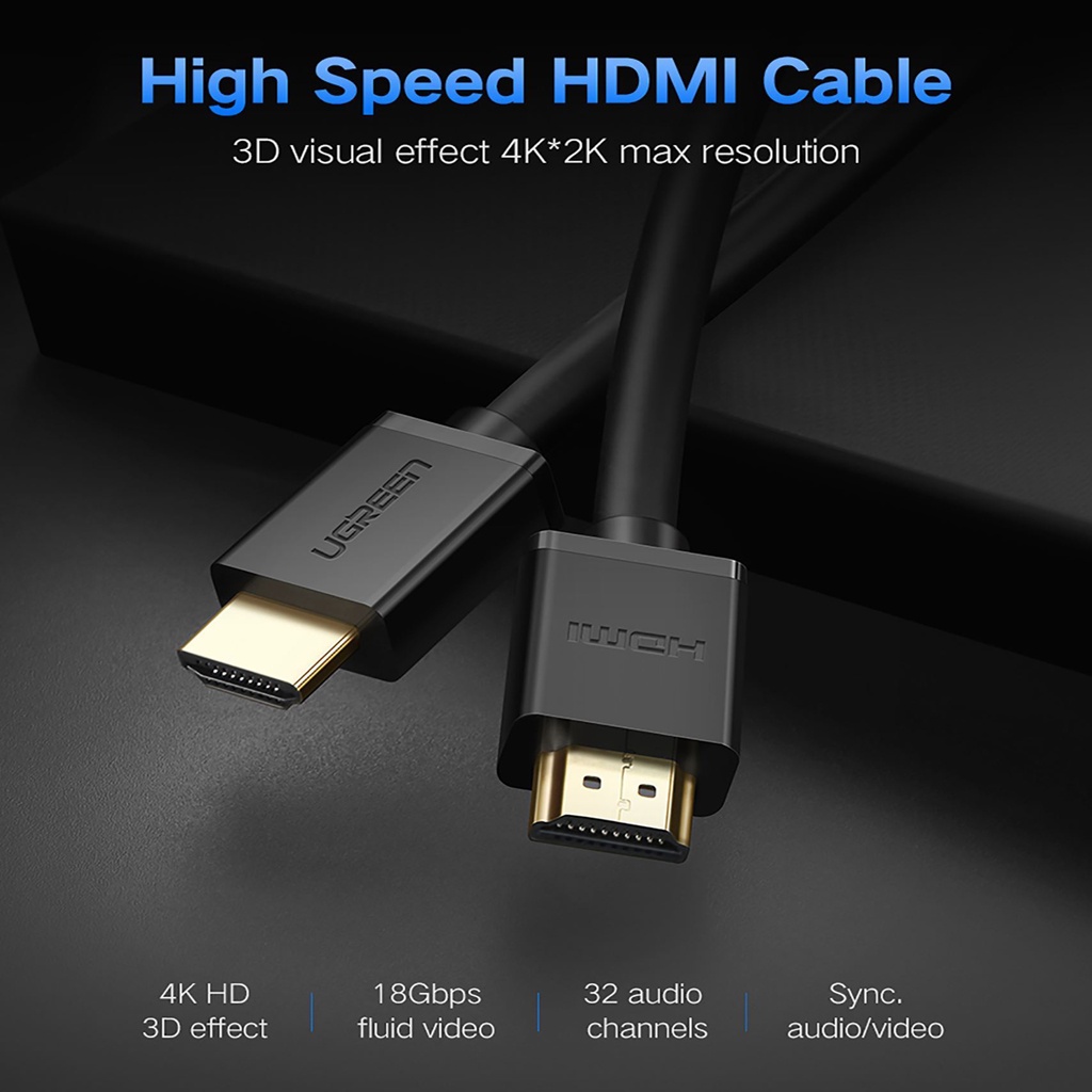 Cáp HDMI 1.4 cao cấp hỗ trợ Ethernet + 4k 2k HDMI 1M - 5M Ugreen HD104