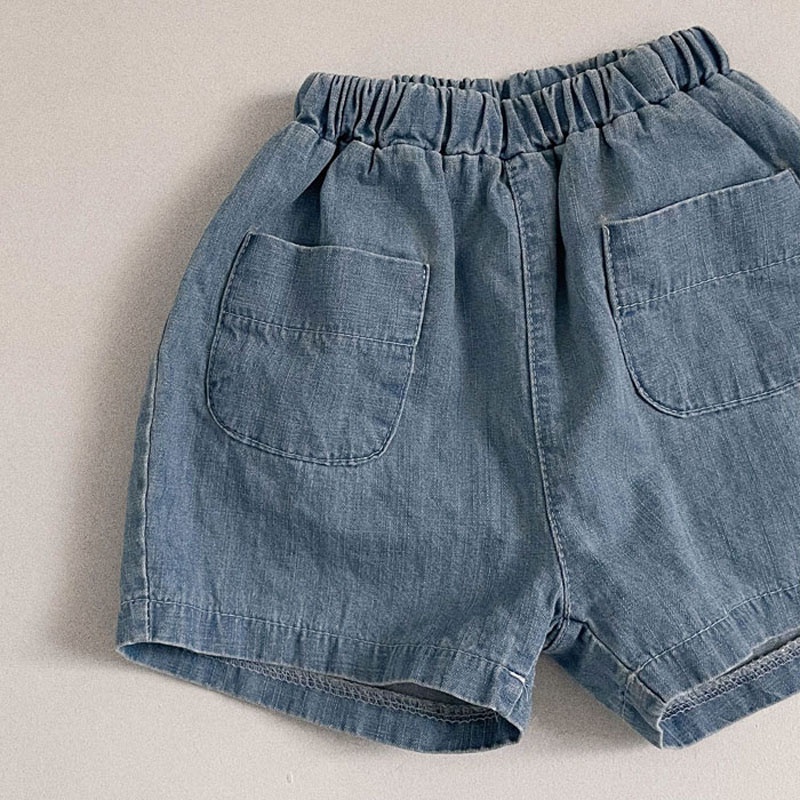 Bộ quần áo bò jean hè siêu thoáng mát thấm hút mồ hôi cho bé trai gái 10-25kg