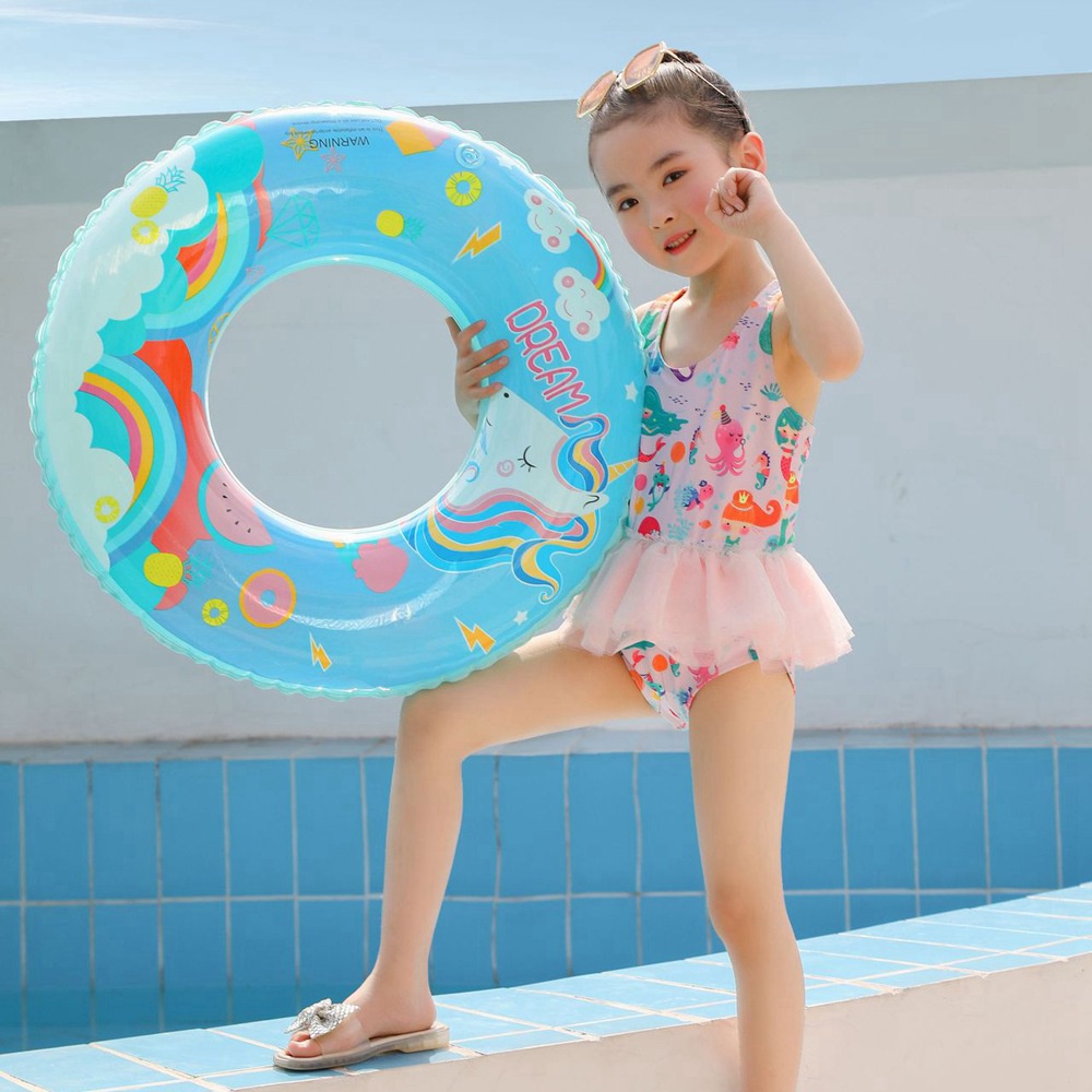 Phao Bơi Tròn Hình Kỳ Lân Dễ Thương Cho Bé Gái