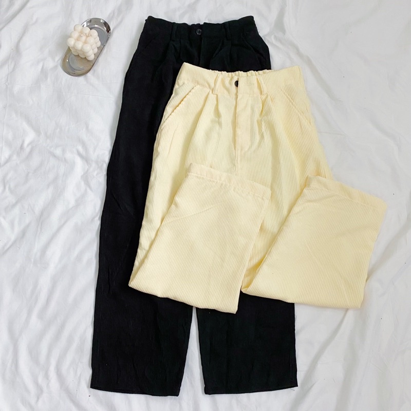 Quần ống suông - Quần nhung tăm nữ, nam, unisex HOMIES nút gài