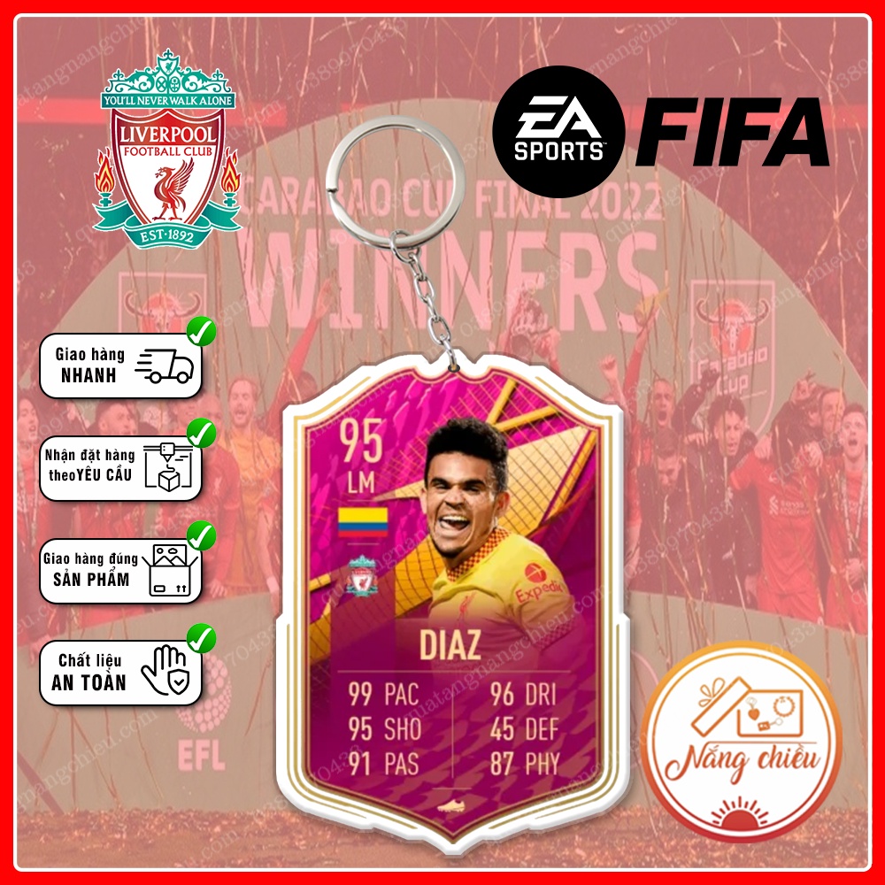 Móc khóa Luis Díaz, CLB bóng đá Liverpool - Dày In Sắc Nét 2 Mặt