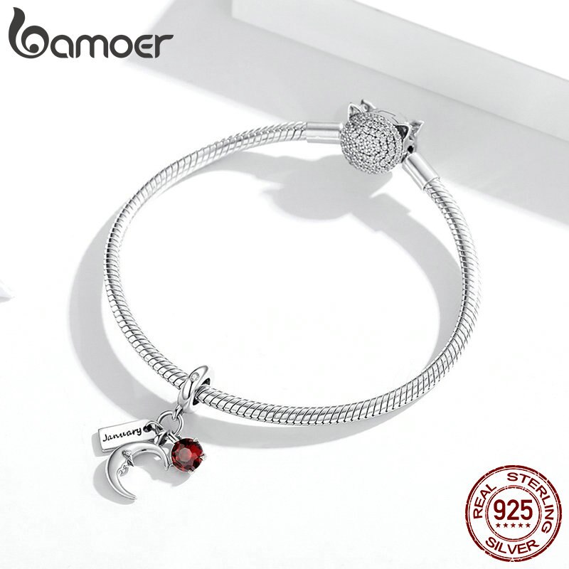 Hạt Xỏ Bamoer Bằng Bạc 925 SCC1719 Mặt Đá Và Chữ January Làm Trang Sức DIY