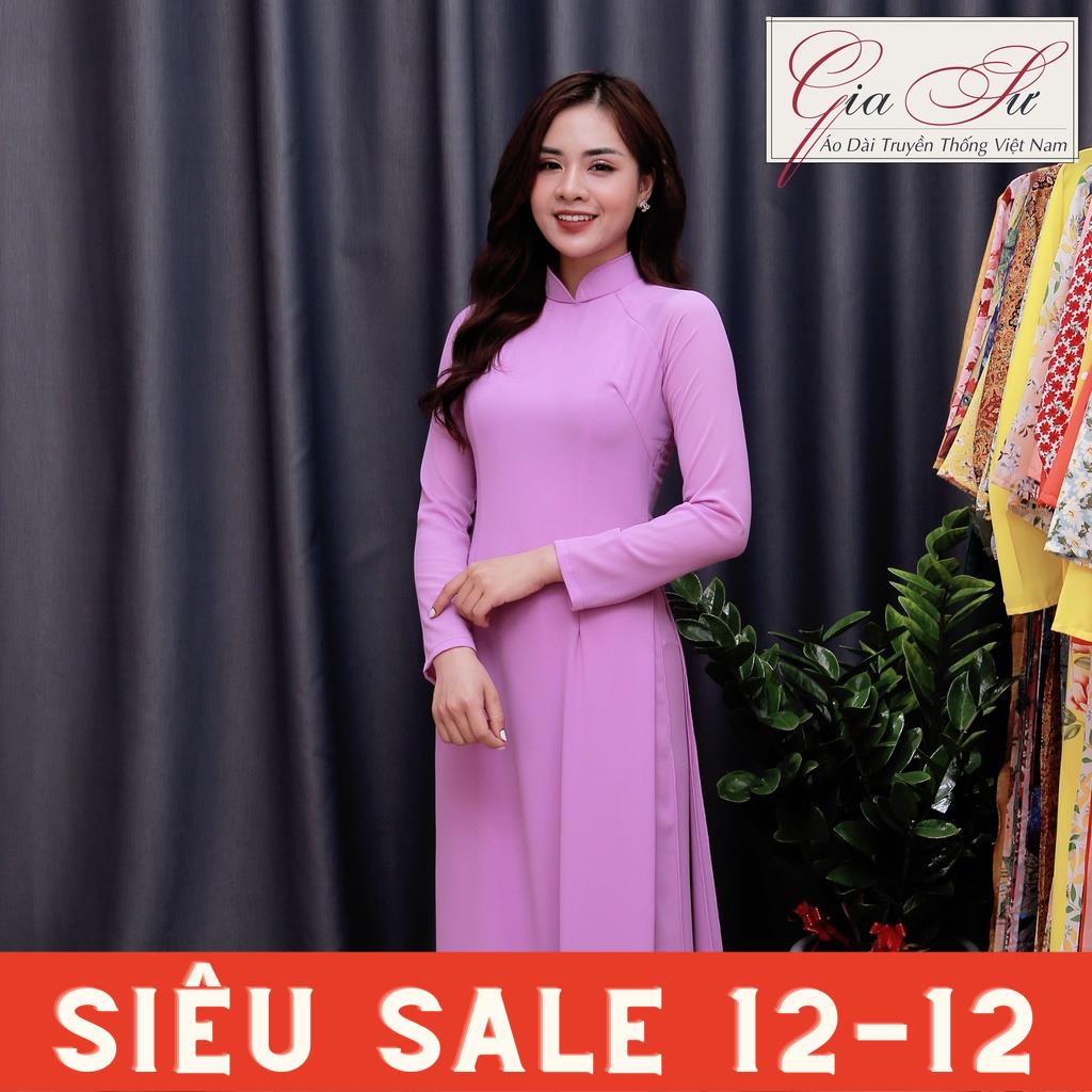 Áo dài truyền thống, màu tím cà, lụa chiffon cao cấp, không nhăn, không xù - T06