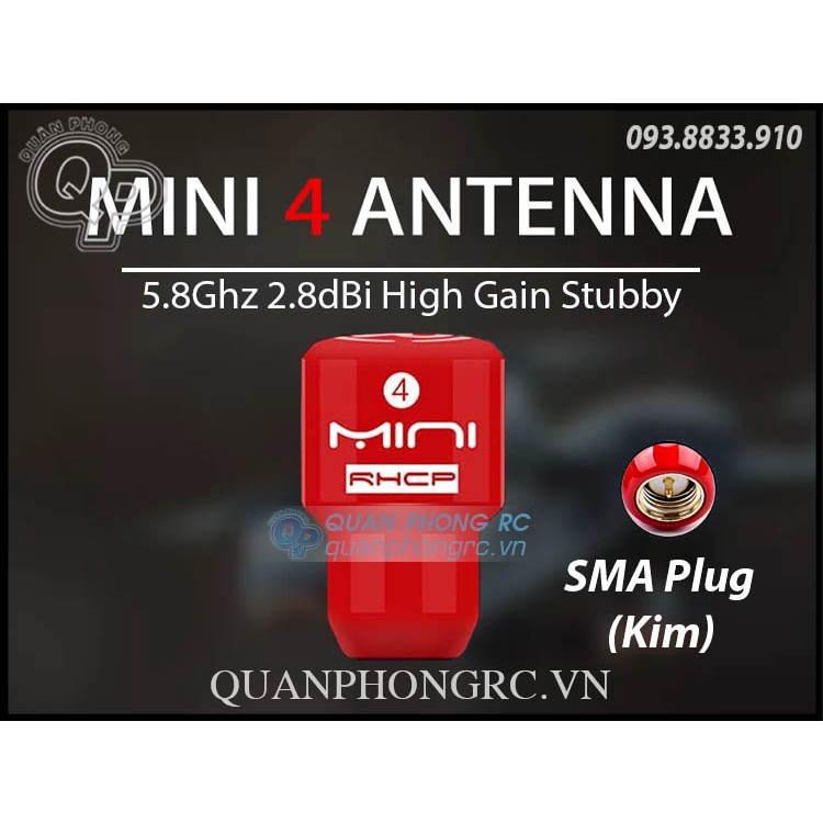 Anten Mini 4 5.8GHz RHCP Antenna Long SMA Kim, Long RP-SMA Lổ, MMCX 90 Độ, SMA Plug - Kim