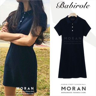 (ORDER-sẵn S) Váy thun MORAN  cổ bẻ sơ mi dáng A-line phong cách POLO năng động trẻ trung Hàn Quốc mùa hè