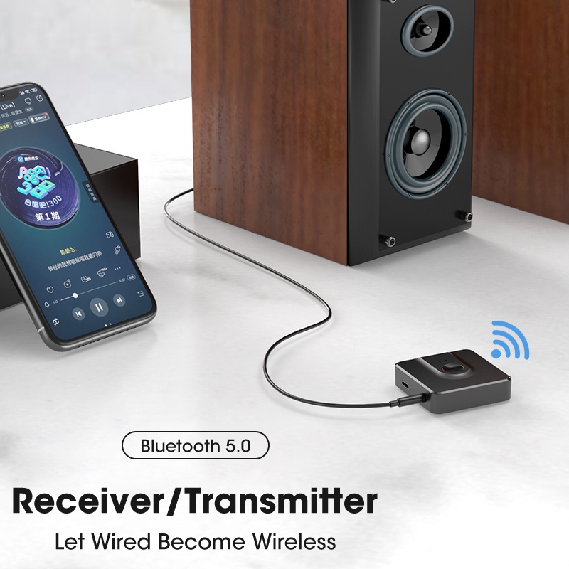 Thiết Bị Truyền Nhận Tín Hiệu Âm Thanh Bluetooth 5.0 2 Trong 1 Giắc Cắm 3.5mm Tương Thích Với TV / Laptop / Stereo