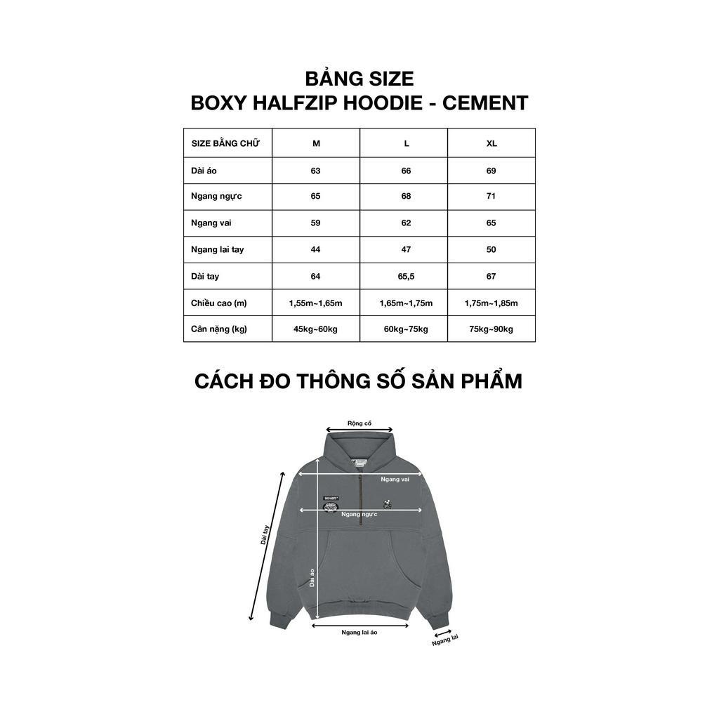 Áo Khoác Nỉ Bad Habits Boxy Halfzip Hoodie -Màu Cement - Local Brand Chính Hãng