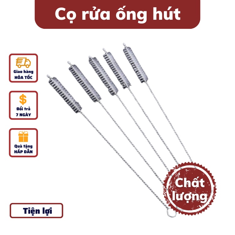 [Rẻ vô địch]Cọ rửa ống hút inox an toàn cọ ống hút thủy tinh chống xước và các loại bình nước bình sữa loại bỏ cặn bẩn