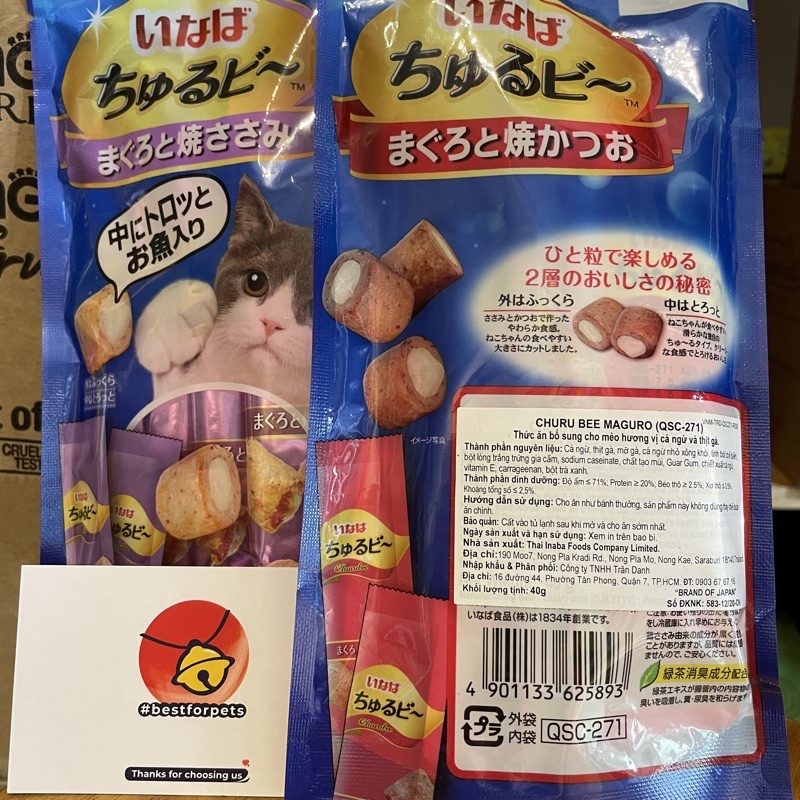 Snack Bánh Thưởng INABA Churu Bee cho mèo nhập khẩu Thái Lan - Túi 40g
