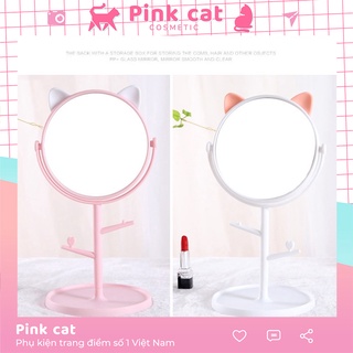 GƯƠNG TRANG ĐIỂM ĐỂ BÀN TAI MÈO PINKCAT 🎀 PHONG CÁCH HÀN QUỐC SANG TRỌNG NHIỀU MÀU SẮC CHẤT LƯỢNG CAO