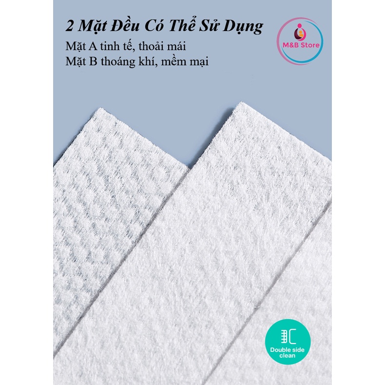 Khăn Giấy Cotton Cao Cấp Dùng Nhiều Lần, Dày, Mềm Mại, Bịch 100 Tờ - KUB