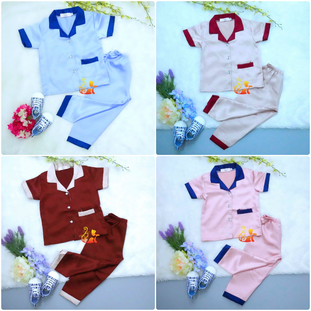 Đồ Bộ Mặc Nhà Pijama Phi Lụa Phối Quần Dài Cho Bé .Từ 12kg - 40kg (Phần 2).