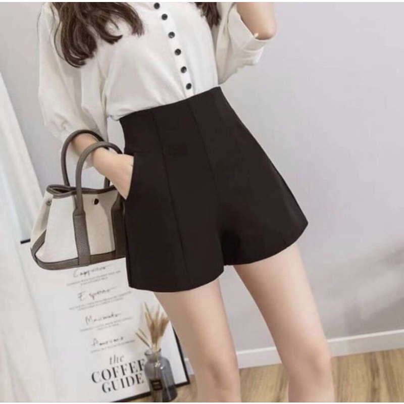 0Quần sooc nữ vải cạp cao chất vải tuyết mưa vitex, dáng short đùi nữ cạp liền #utrb