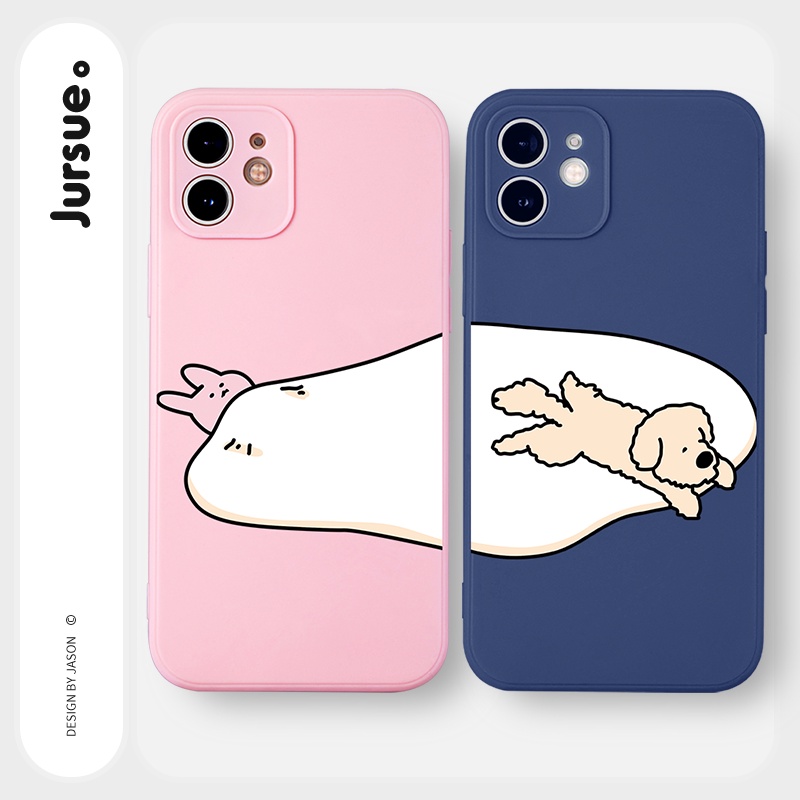 Ốp lưng JURSUE hoạt hình cặp đôi dễ thương đẹp cho iPhone 13 12 11 Pro Max SE 2020 X XR XS ip 8 7 6 6S Plus kute Y128
