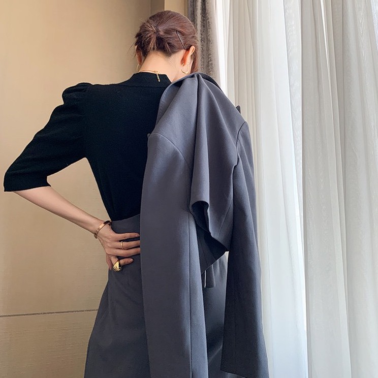 Áo len dệt kim cổ cao tay lỡ bồng (hàng QC) - Áo lên tay phồng | BigBuy360 - bigbuy360.vn