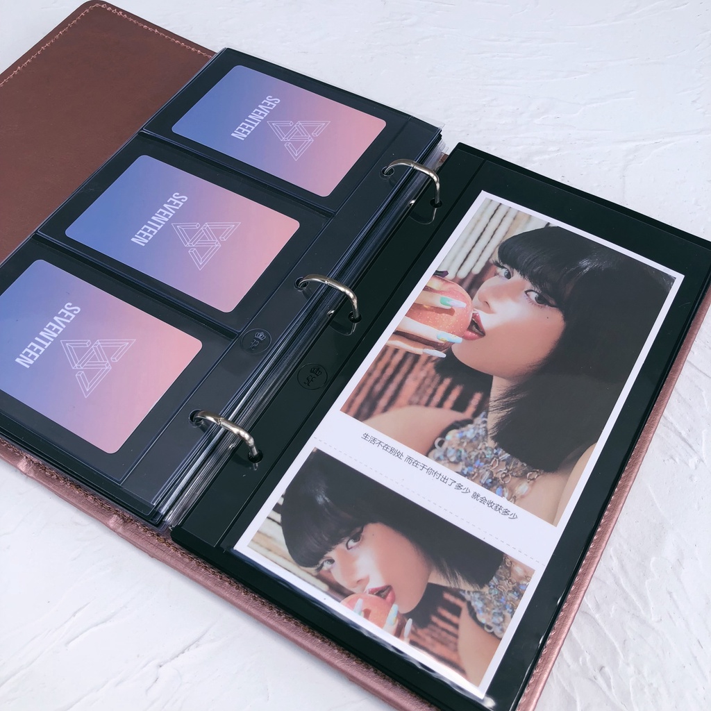 Binder SE sheet 3 ô 3 rings màu Rose Gold/Đen/Đỏ vân đá
