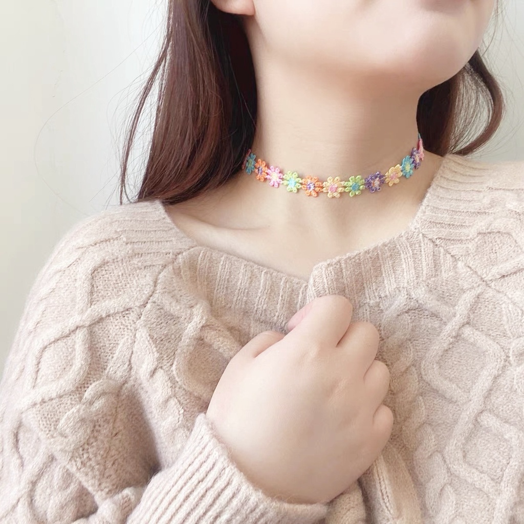 Vòng Cổ Choker Ren Hoa Thủ Công Thời Trang Xuân Hè Hàn Quốc Cho Nữ