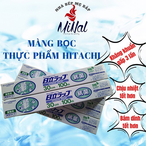 Màng bọc thực phẩm kháng khuẩn Hitachi Nhật Bản phủ nano bạc 30cm x 100m