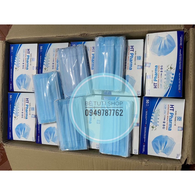 Khẩu Trang Y Tế Kháng Khuẩn HT Pharma 4 Lớp (Hộp 50 chiếc)