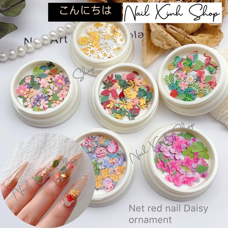 Hoa giấy nail 3D - Hoa giấy trang trí móng tay đắp ẩn theo phong cách Hàn Nhật (lẻ 1 hủ)