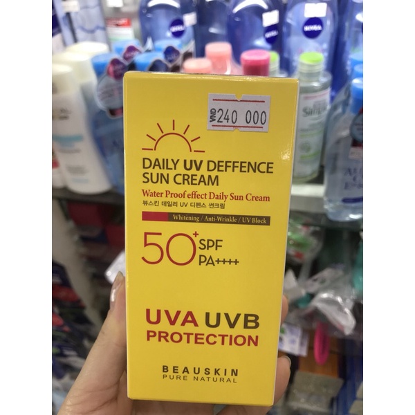 Kem Chống Nắng BEAUSKIN DAILY UV DEFFENCE SUN CREAM SPF 50 PA +++ Hàn quốc Trắng Da,Kiềm dầu cao cấp - CHÍNH HÃNG