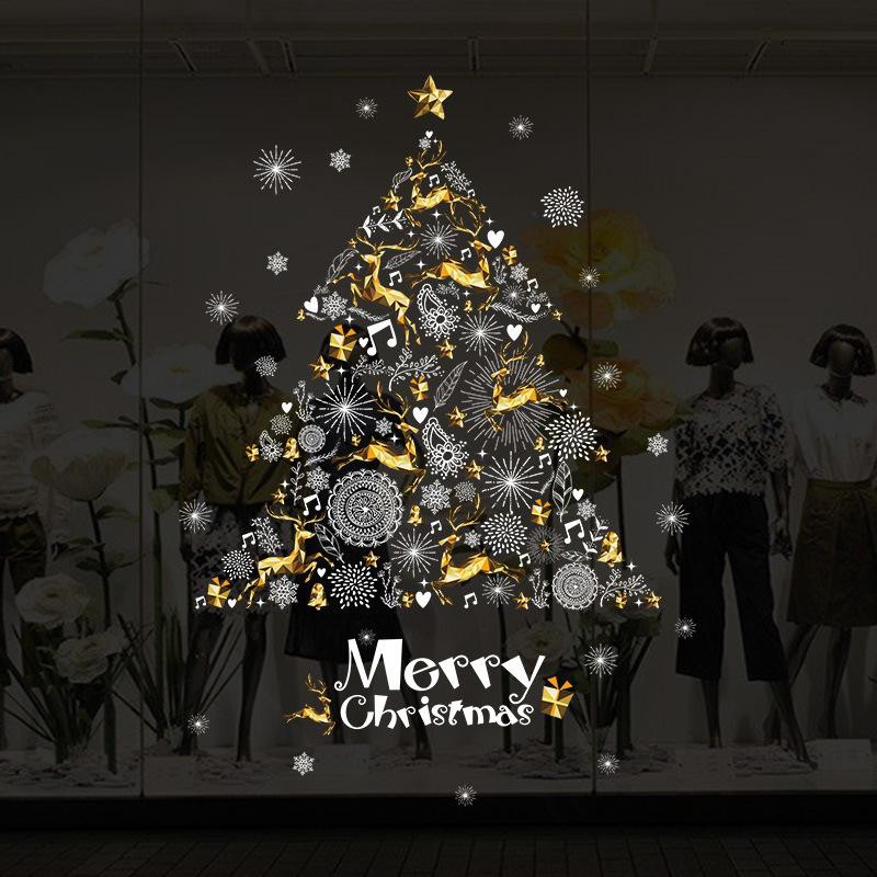 Decal trang trí giáng sinh ông già noel vòng hoa chuông người tuyết cây thông noel