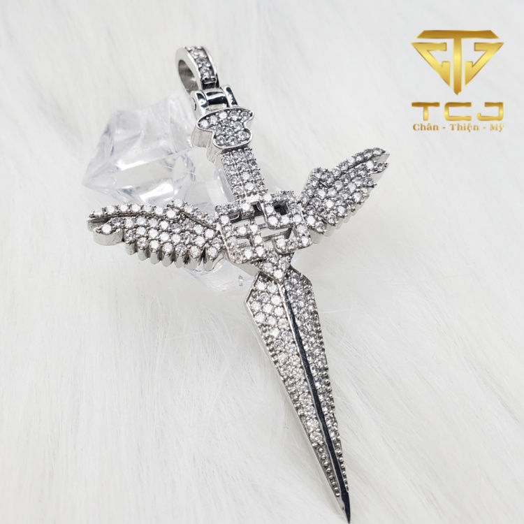 Mặt dây chuyền nam bạc ý 925 xi vàng trắng MN0085 Trang sức Toàn Cầu TCJ