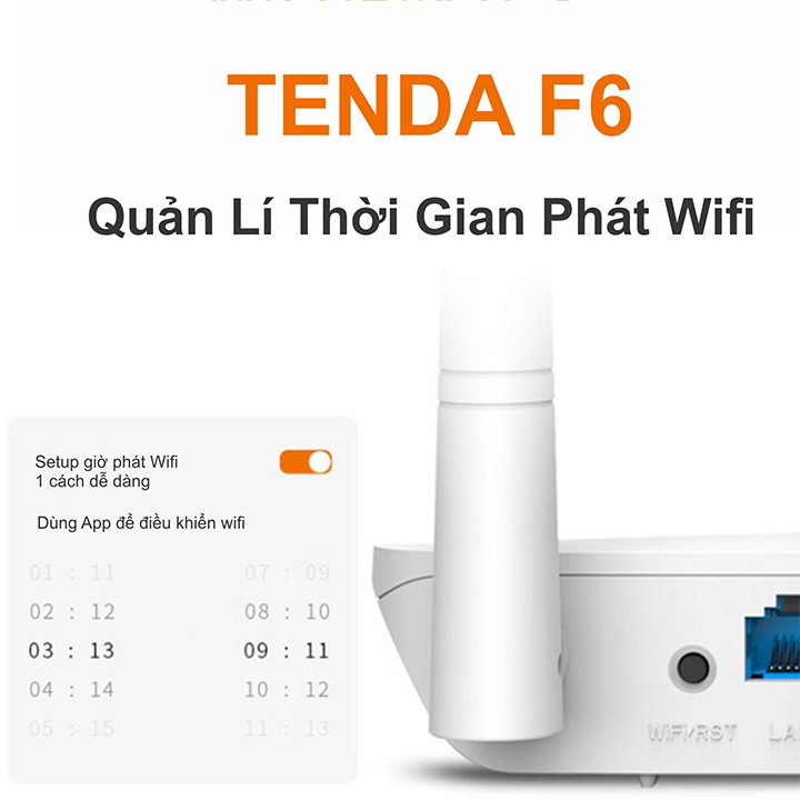 Router Wifi 4 râu F6 tenda 4 cổng Lan cột sóng 5 dBi có app quản lý - Bảo hành 12 tháng