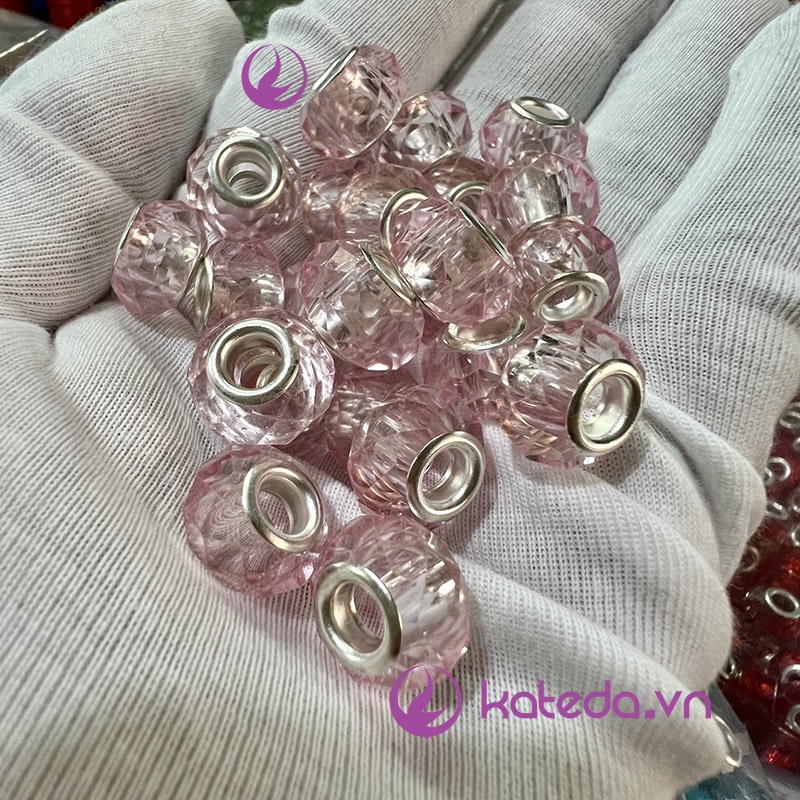 Combo10 Hạt charm xỏ vòng chất liệu thủy tinh nặng hạt size 9 x14mm, lỗ 5mm - có tất cả 9 màu