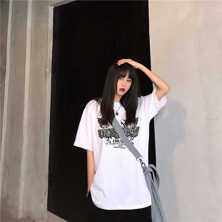 NRVP Áo thun ngắn tay dáng rộng in hoạt hình kiểu Hàn Quốc thời trang mùa hè 2021 cho học sinh