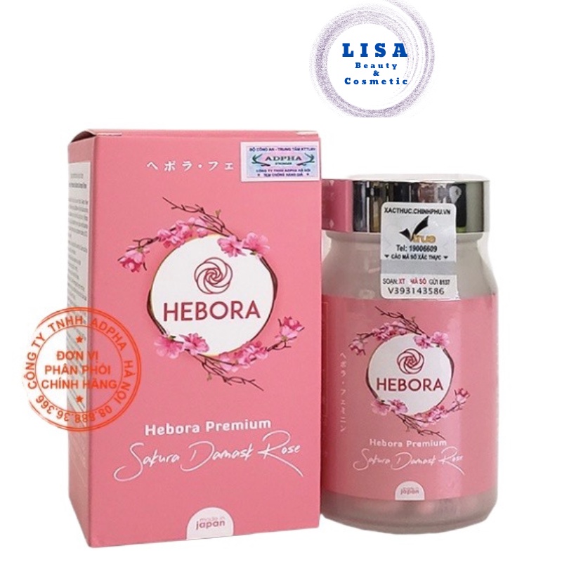 [CHÍNH HÃNG] Viên Uống Tạo Mùi Thơm Cơ Thể Hebora Premium Sakura Damask Rose 60 Viên Nhật Bản.