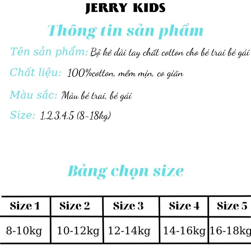 Bộ kẻ dài tay chất cotton cho bé trai bé gái 8-18kg