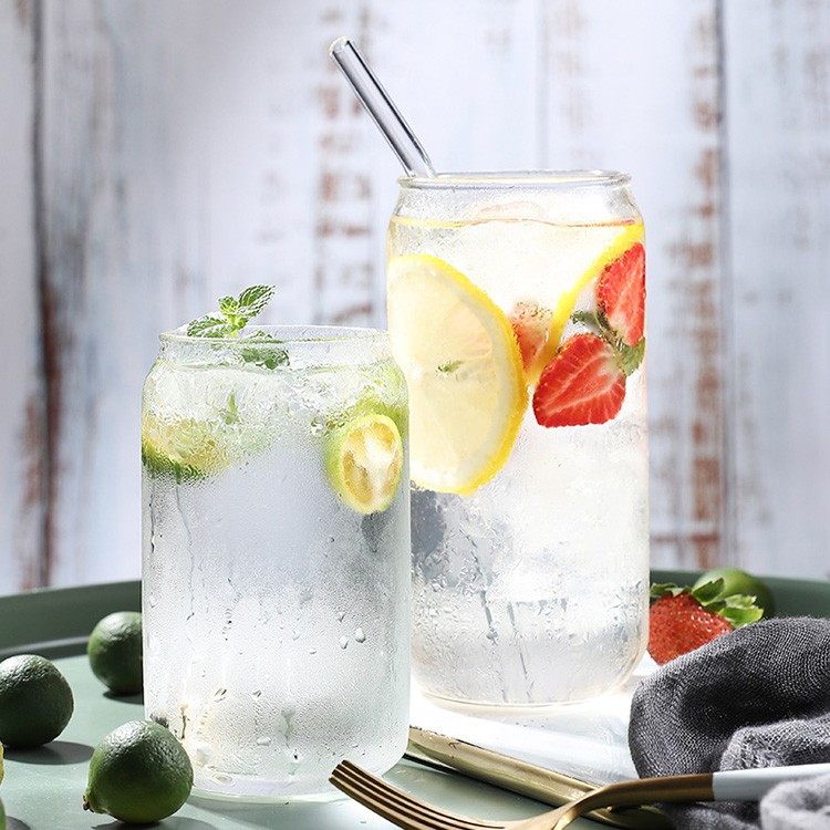 Cốc uống nước bằng thủy tinh hình lon nước sáng tạo chịu nhiệt tốt chất lượng cao