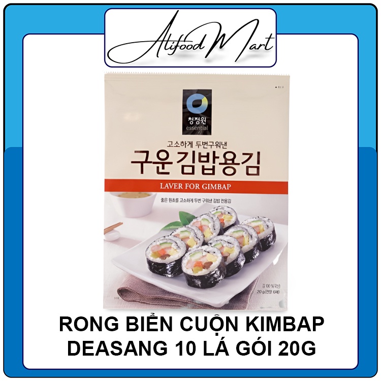 Rong biển cuộn kimbap Deasang loại 10 lá gói 20g