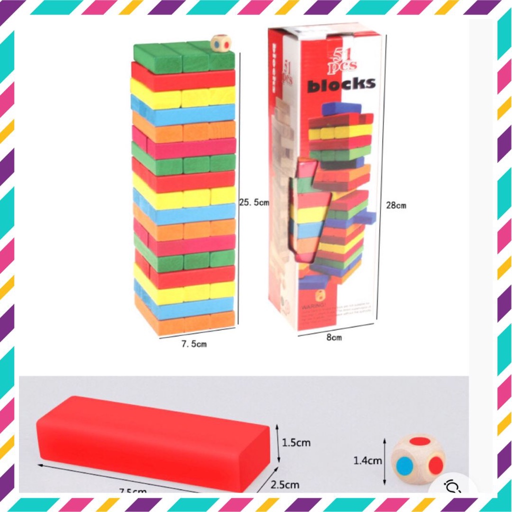 Đồ chơi rút gỗ, bộ rút gỗ 54 thanh size to 28x8x8cm, đồ chơi gỗ thông minh cho bé