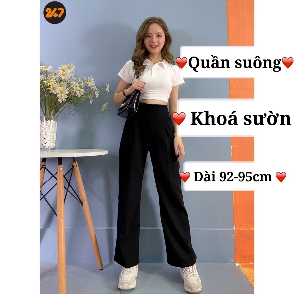 [Mã SKAMFSW175 giảm 10K đơn 50K] Quần tây ống suông lưng cao tôn dáng, hàng sẵn Q02