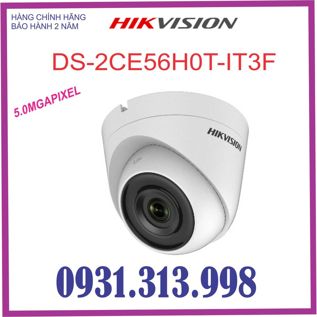 Camera HIKVISON Dome 4 In 1 Hồng Ngoại 5.0 Megapixel DS-2CE56H0T-IT3F